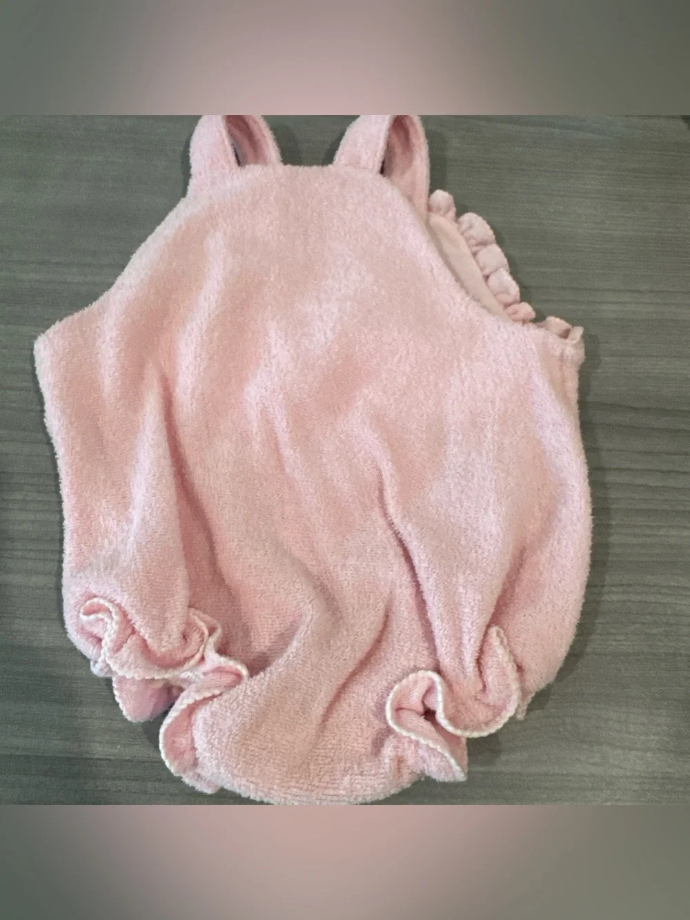 Vintage Girl Terry Cloth Pink Cat Baby Outfit Romper Cute 3-6?